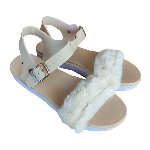 Angelicas Market | Sandalias para dama con terciopelo color beige (talla 41)